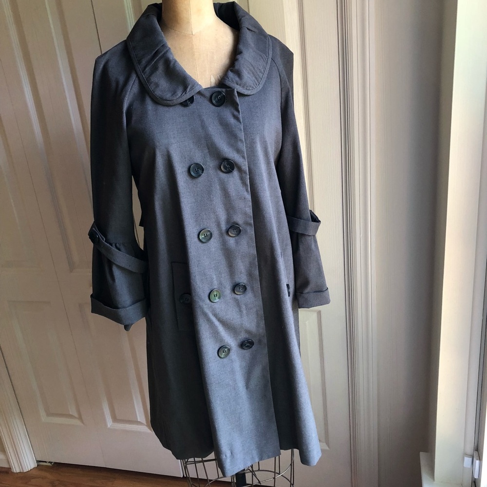 Central Falls Gray Trench Style Coat with buttons